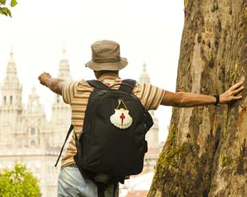 way of St James pilgrim in Santiago of Compostela , Galicia , Spain