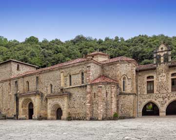 Monastery of Santo Toribio de Liébana, in Cantabria, Spain. It is a Roman Catholic monastery, founded prior to the 6th century. According to tradition, it venerates that largest piece of the Lignum Crucis (True Cross). 